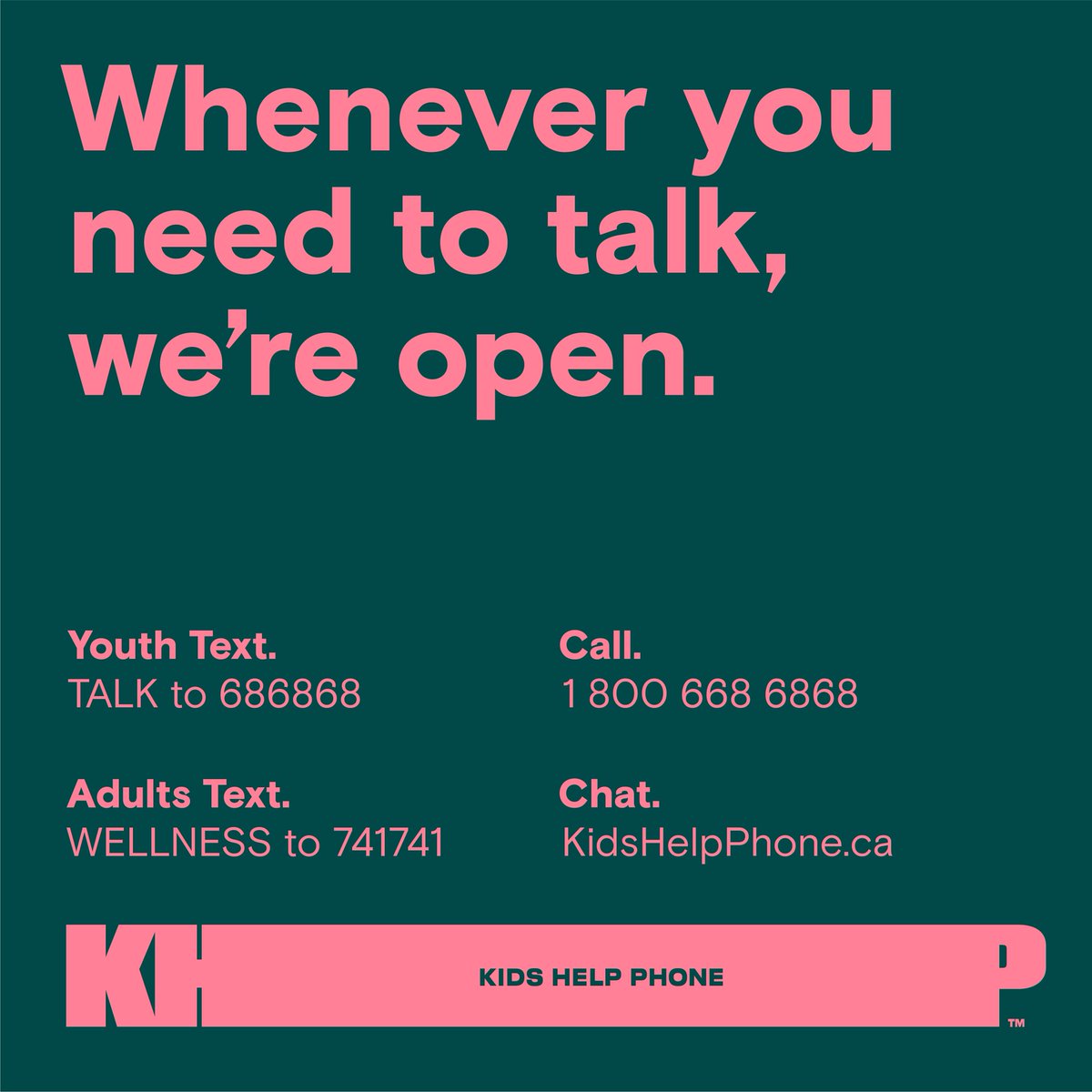 KidsHelpPhone's tweet photo. There's a lot going on in the world today (and every day). If you're experiencing an emotional reaction to the news, Kids Help Phone is here to listen. There's always room for your feelings here. You can connect any time at https://t.co/dLnfNt2LIf

https://t.co/TsUrNVXUJg https://t.co/y9LhCzbFuV