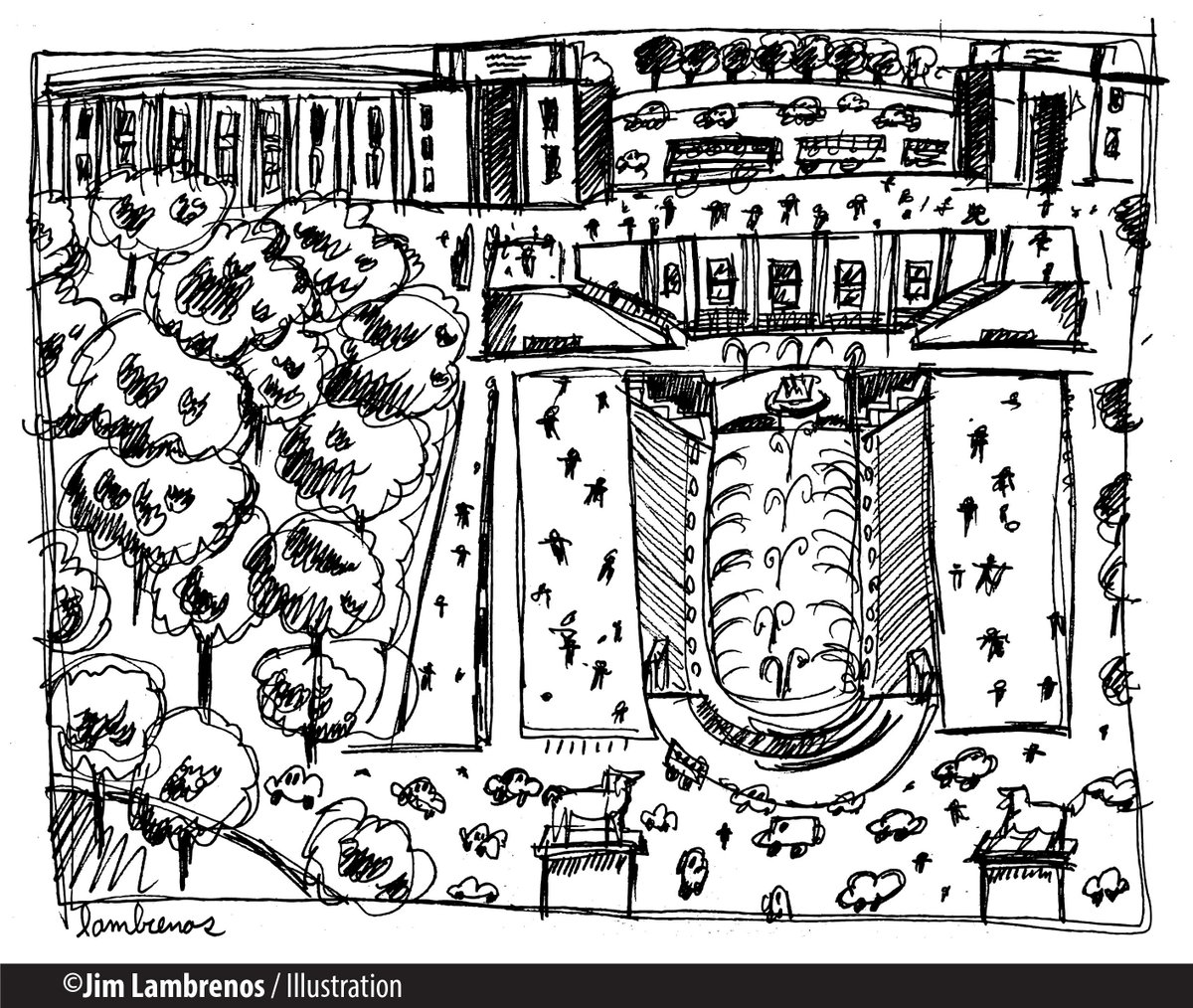 JimLambrenos's tweet image. My sketchbooks are always filled with wonderful special memories. Here’s one from many years ago when I was having lunch on the Eiffel Tower. The view was of the Trocadero. Though this drawing is quite raw it really does capture the spontaneity of what I was feeling on that day.