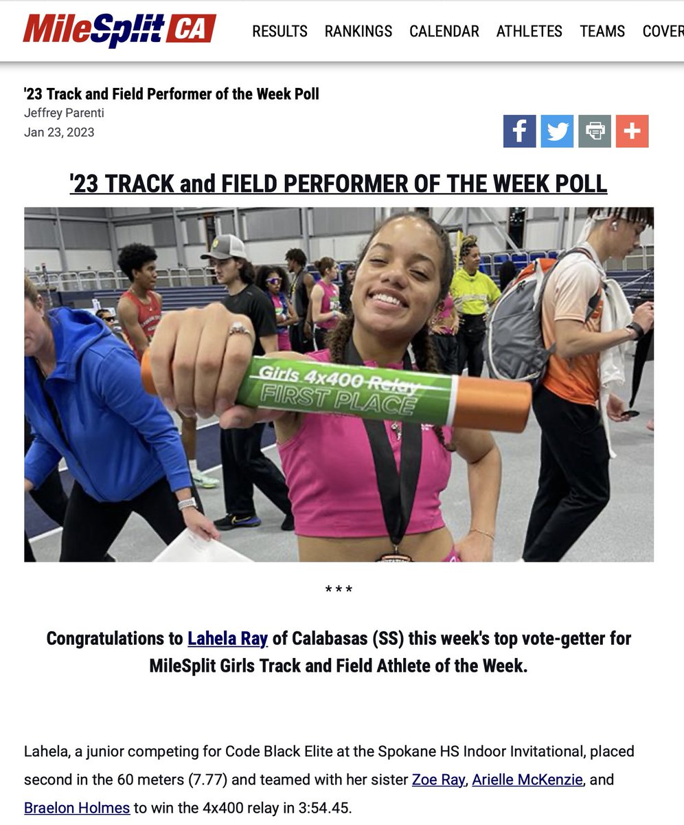 Calabasas T&F on Twitter "Congrats to Calabasas combo sprinter (100M