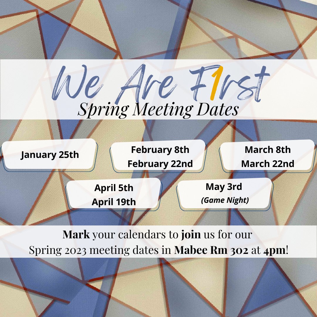 Come get your questions answered, play games, and eat pizza, this week in Mabee 302 at 4 PM. 

Also, mark your calendars for our future meetings too.