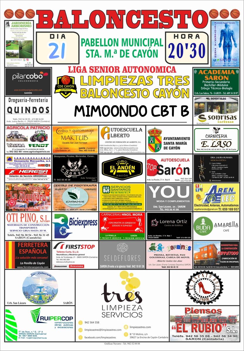 CdeCayon's tweet photo. Jornada 13 - Limpiezas Tres Baloncesto VS Mimoondo CBT Torrelavega B
Lee más en : https://t.co/rt5MorYwJ2 https://t.co/m0FsLNgwtk