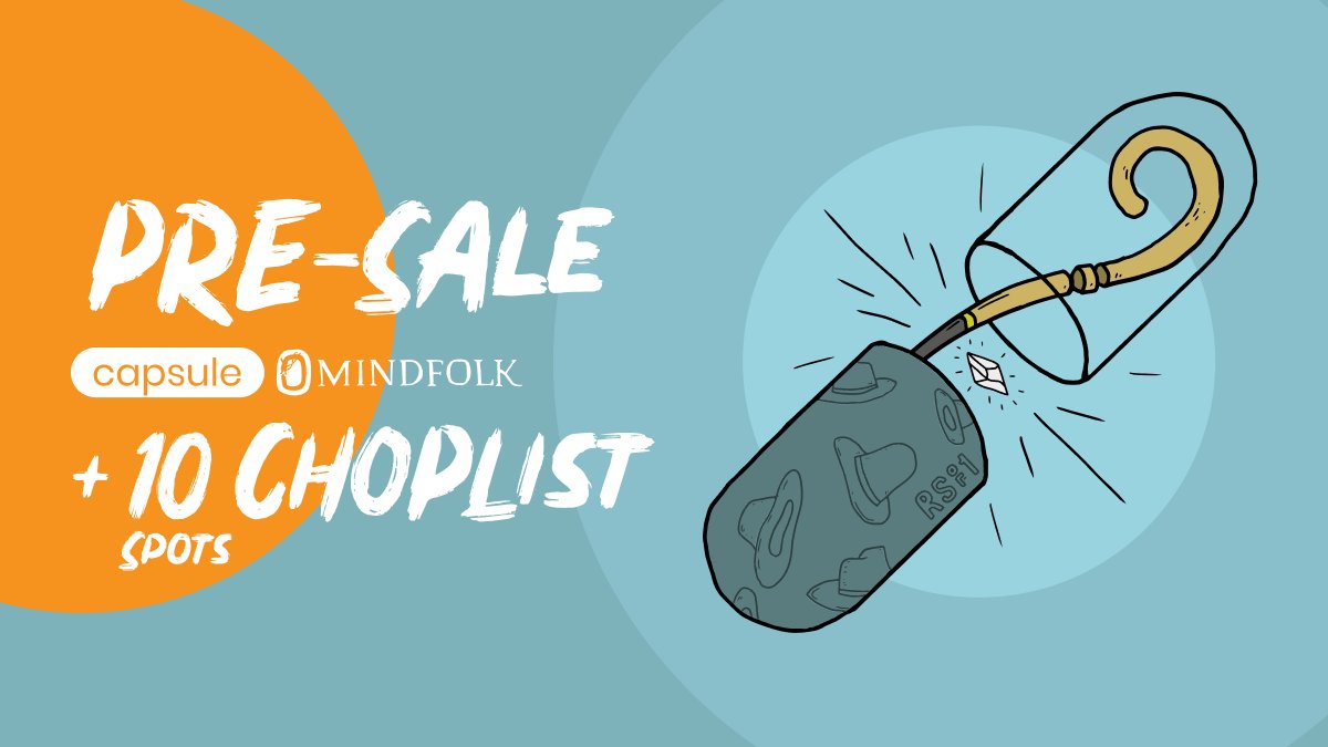 mindfolkART's tweet image. In the next 24 hours we&apos;ll drop 1 Presale Capsule (13SOL) AND 10 Choplist spots (♾SOLz)

Follow+❤️+RT and give us your best CHOP CHOP 🪵
