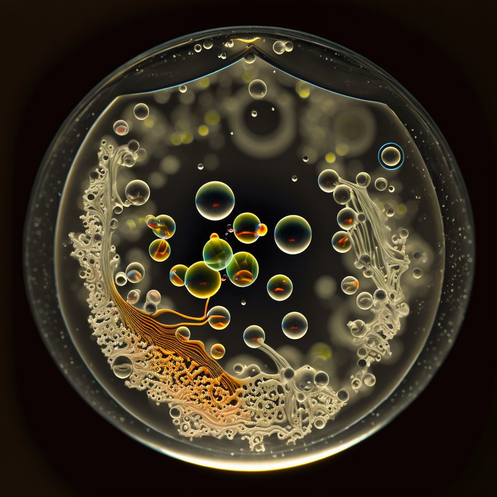 AI image inspiration: Studying #interactions in #microfluidic droplets.