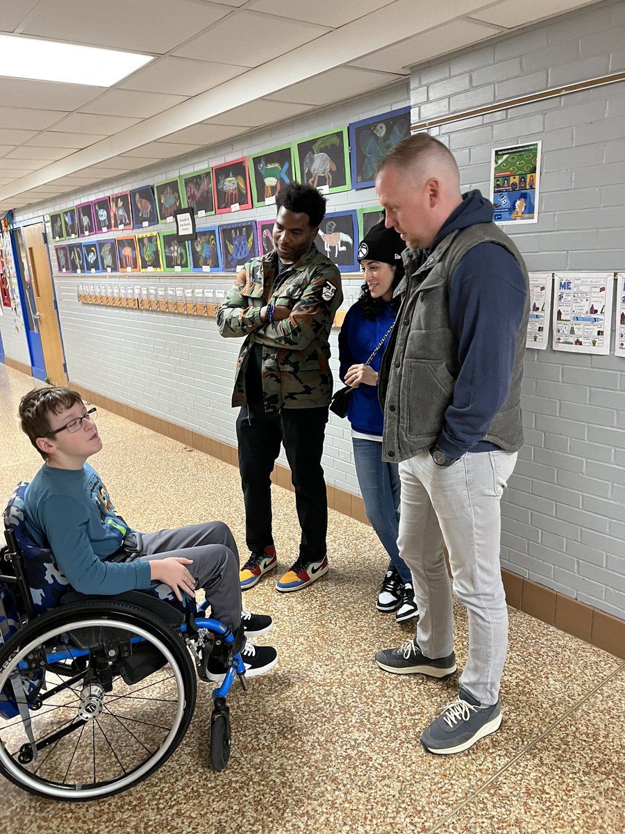 ErikaVogel1's tweet photo. @Timberwolves 
Tim &amp; Negah listening to John talk about what this accessible playground means to him. They also stopped at the Compass Classroom and also had a great meeting with some of the students to brainstorm ways to continue fundraising efforts. 
#PlayForAll @GlenLake270 https://t.co/6JsnLKdh8x