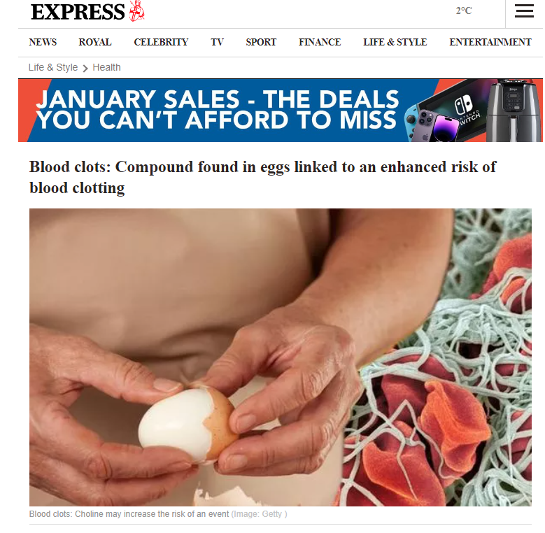 More gaslighting.

Odd, but people have eaten eggs for a long time and didn't have blood clots.