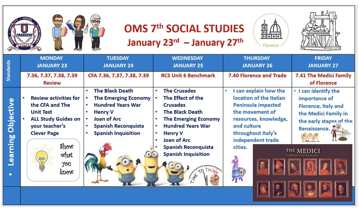 OMS 7th SS. This week at a glance. #Ofamily #OMS7thSS