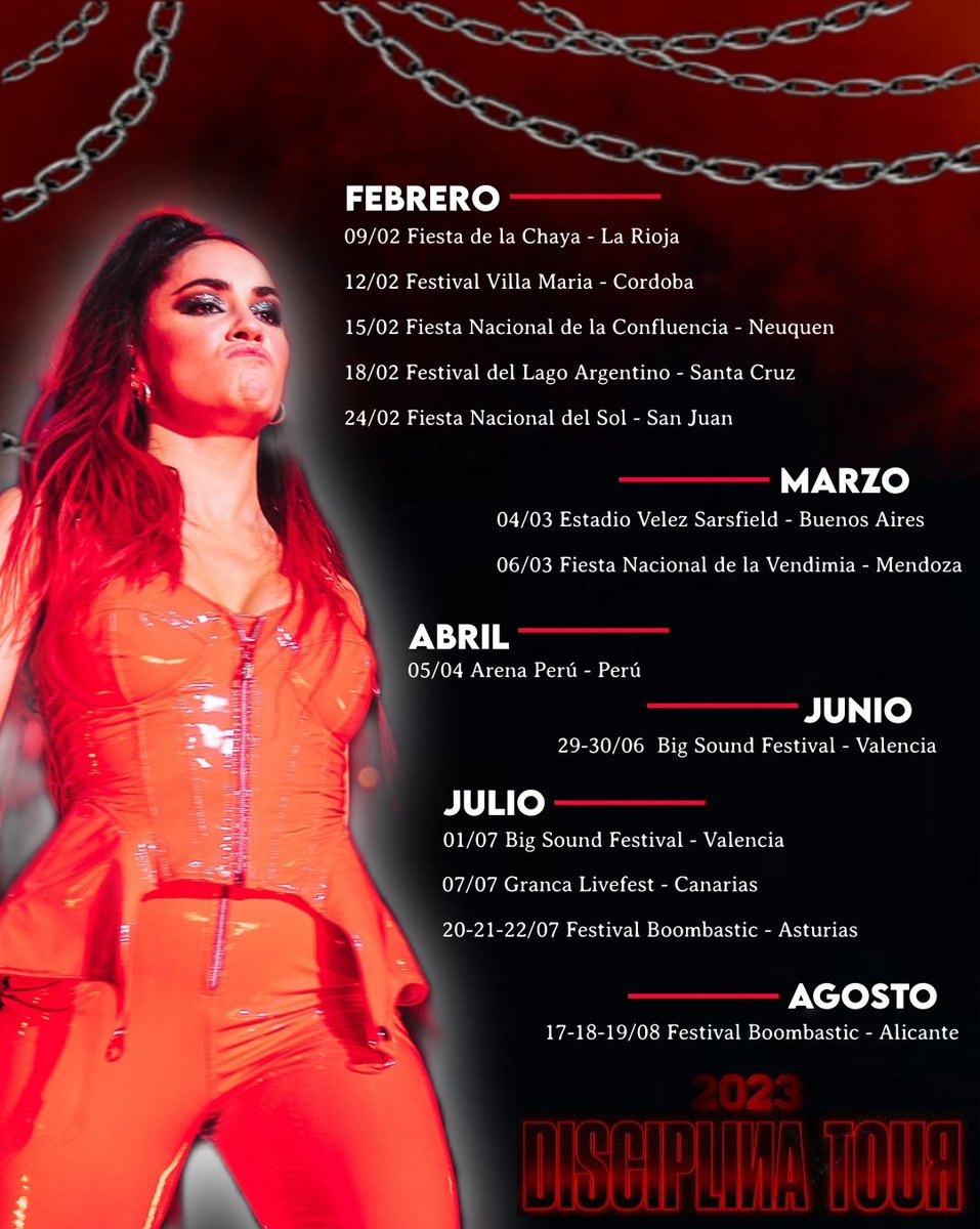 Disciplina Tour 2023 - Fechas confirmadas. ❤️‍🔥❤️‍🔥❤️‍🔥 @lalioficial