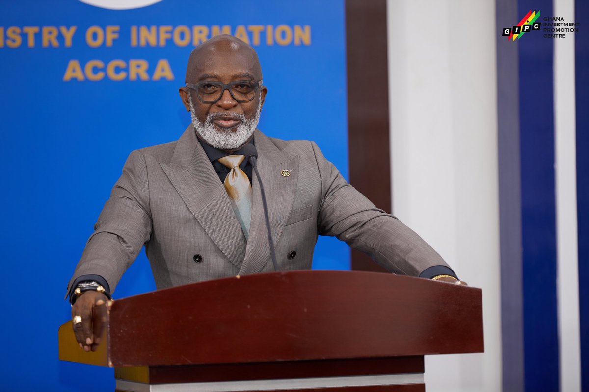 gipcghana's tweet photo. Earlier today at the Minster’s Press Briefing, our CEO, @RYofiGrant, gave updates on the upcoming First Annual Assembly of African Investment Promotion Agencies.

He underscored the relevance of the meeting, stressing that African IPAs have to unify 1/2 https://t.co/lWEnur6sOo