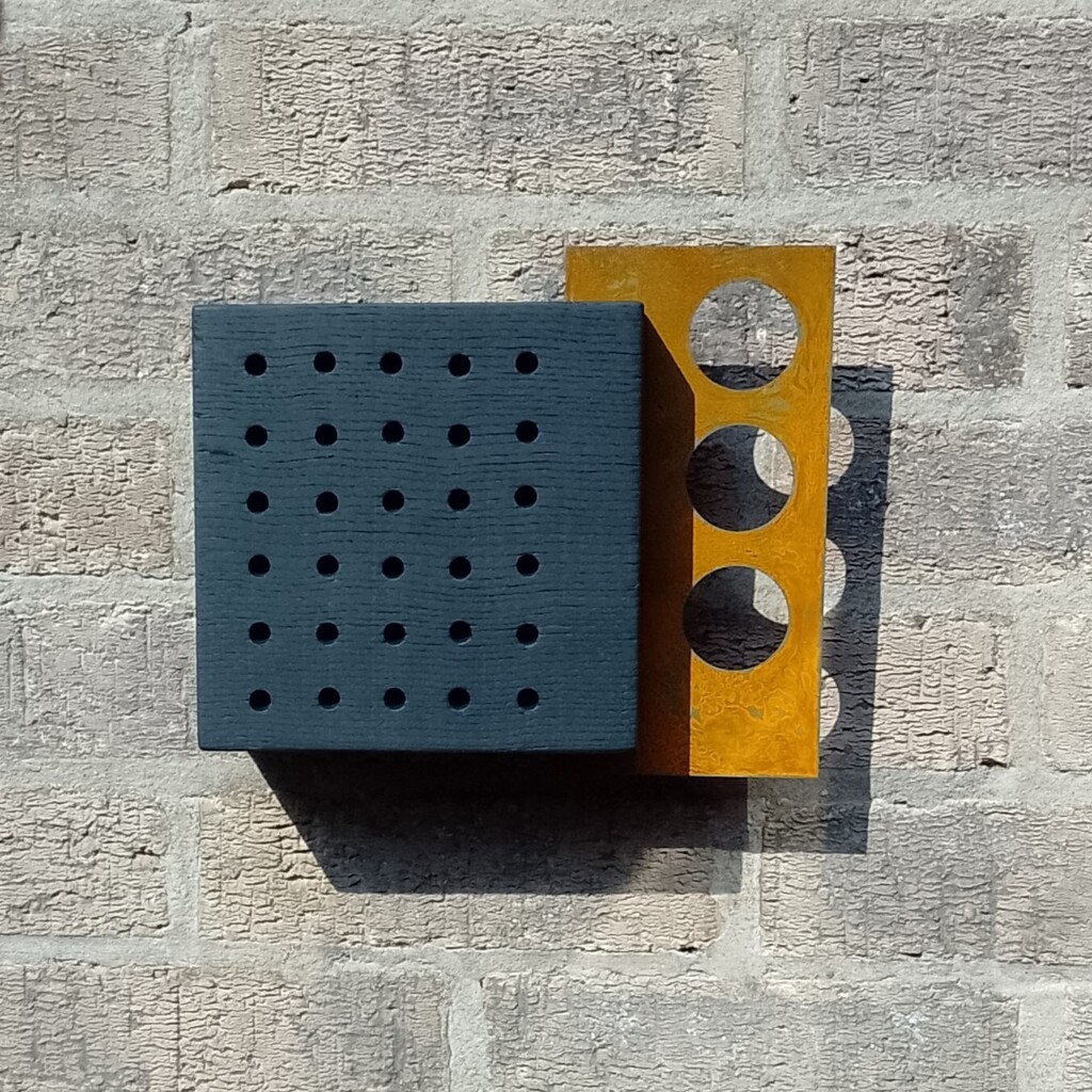 John Hollington's diverse works display a fascination with geometry and with exploring the interplay between solids and voids… forms and shadows. He works in wood, brass, Corten steel, concrete and plaster.

John will be showing at venue 4 during our open weekends in April