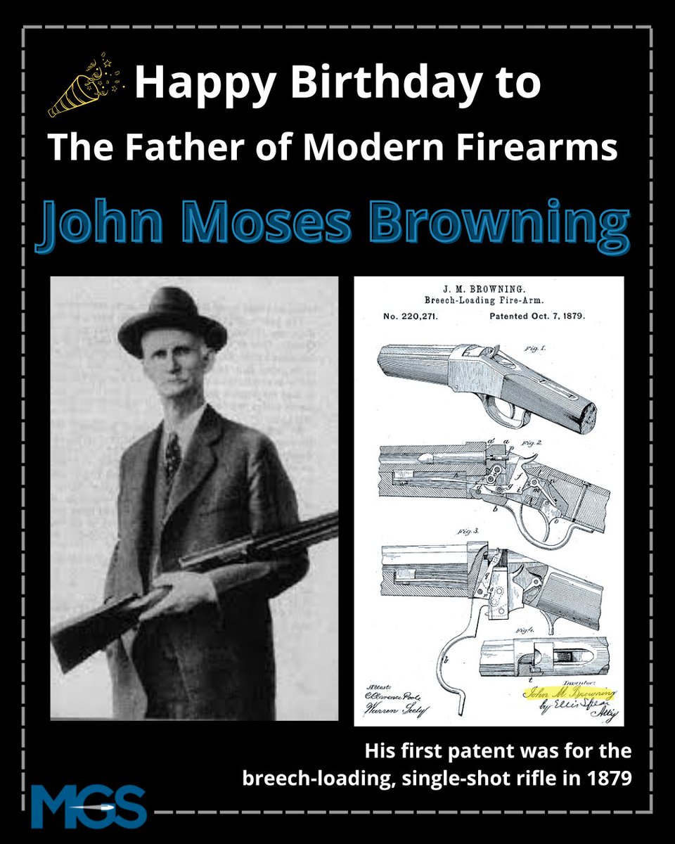 mgstradeschool's tweet photo. Happy 97th birthday John Moses Browning!๐ซ๐ Your master gunsmithing skills are what made our firearm industry the way it is today. ๐
โขโ
#gunrepair #johnbrowning #breechloading #breechloadingsingleshot #singleshotrifle #rifle #fatherofmodernfirearms #fatheroffirearms https://t.co/c544i8Ob3M