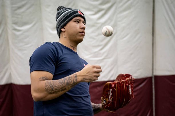Rafaela, Valdez, Bello and Mata at the Red Sox Rookie Development camp.