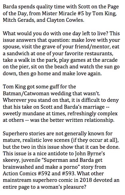 @AnneComics Barda spends quality time with Scott on the Page of the Day, from Mister Miracle #5 by @TomKingTK, @MitchGerads, @ClaytonCowles, and 
@NickDerington. 
#howcomixwork #365pages 👇