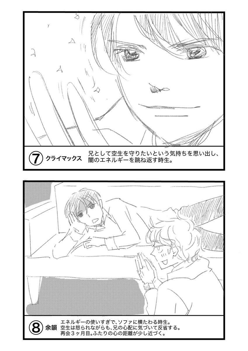 紙芝居に落とし込んだ。あとネームする。新連載、今週こそスタートしたい…！　12年ぶりに再会したエネルギーワーカー兄弟の話。
#コルクラボマンガ専科 https://t.co/DvQ8wcerX7