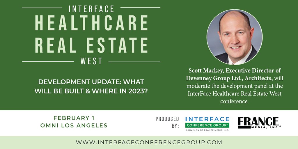 devenneygroup's tweet photo. Our very own Scott Mackey will be moderating the development panel at the @InterFaceGroup #IFHealthcareREwest conference February 1 at Omni Los Angeles. For more info and to register visit:  https://t.co/QO6ST8pcI1.  #DevenneyGroupArchitects https://t.co/LJf30Z9LLc