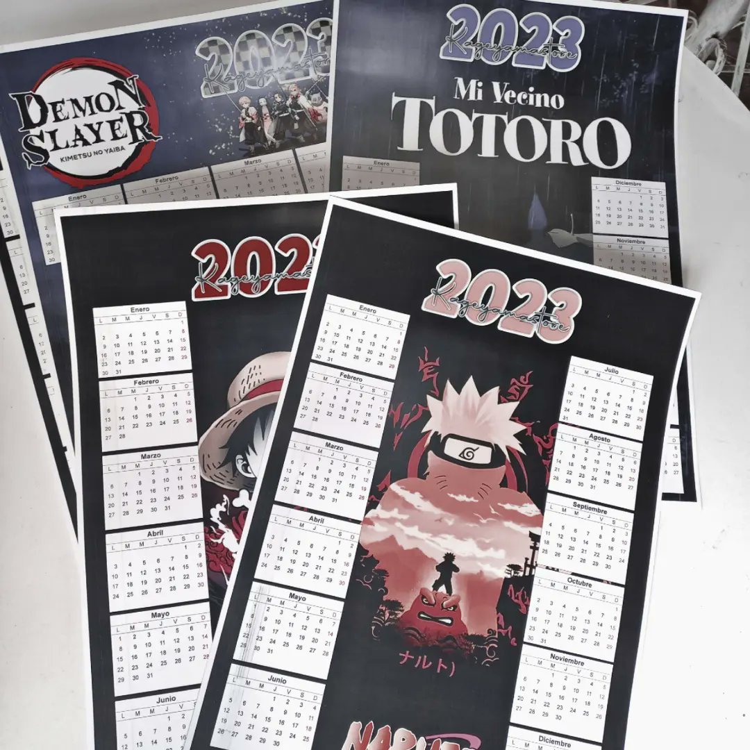themjcstore's tweet photo. CALENDARIOS 2023 DE ANIME 👻🤍

#calendariospersonalizados #calendarios2023 #anime #naruto #narutoshippuden #onepiece #deathnote #kimetsunoyaiba #totoro #mivecinototoro #edits #emprendimiento #paraguay https://t.co/HW36za9haK
