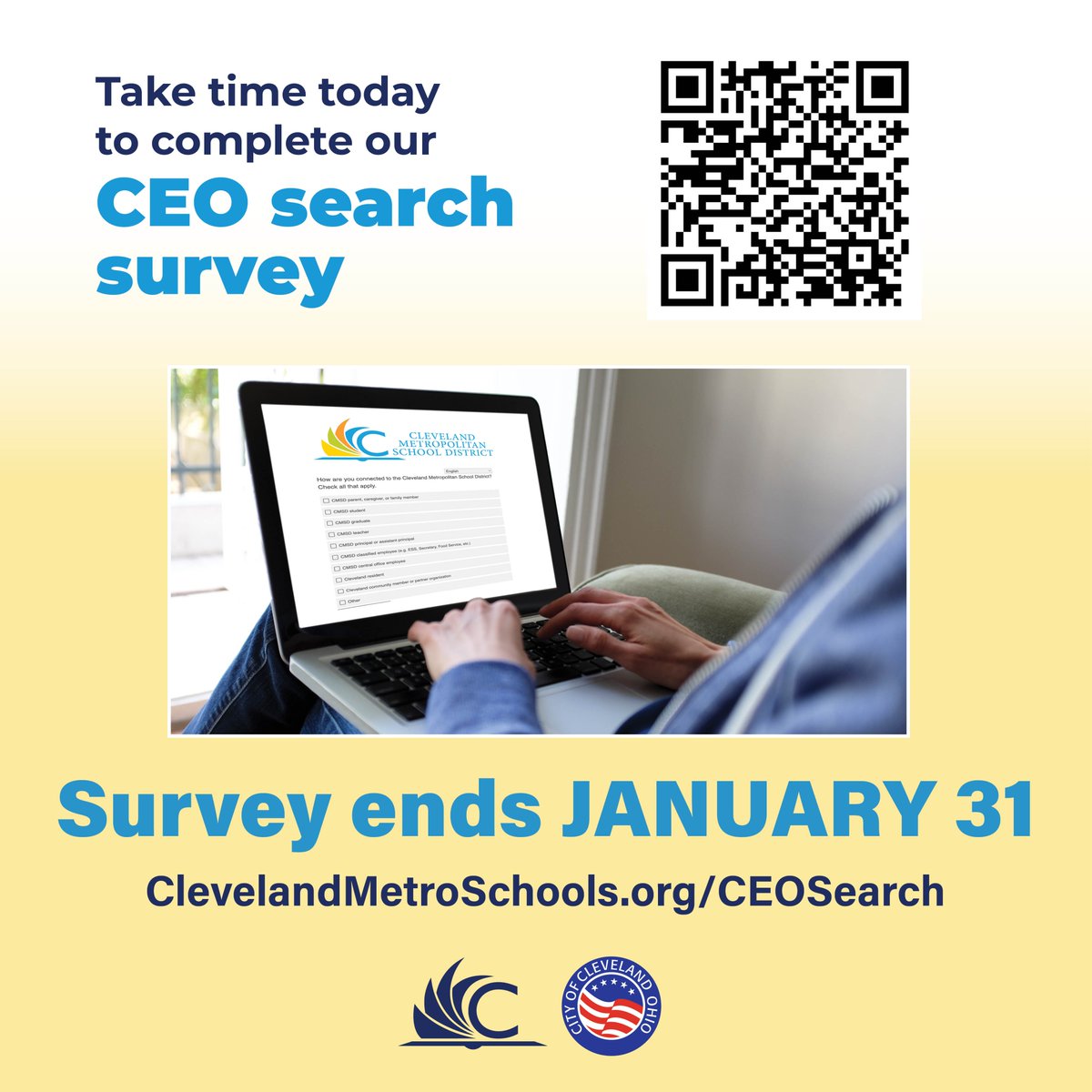 Eric S. Gordon (@ericgordon_ceo) on Twitter photo Thank you to the over 1500 people who have already completed the CEO search survey. If you haven't already done so, please complete the @clemetroschools Board of Education CEO search survey before January 31st to make your voice heard! <a href="/almaadvisory/">Alma Advisory Group</a> #CelebrateCMSD #GetMore Thank you to the over 1500 people who have already completed the CEO search survey. If you haven't already done so, please complete the @clemetroschools Board of Education CEO search survey before January 31st to make your voice heard! <a href="/almaadvisory/">Alma Advisory Group</a> #CelebrateCMSD #GetMore