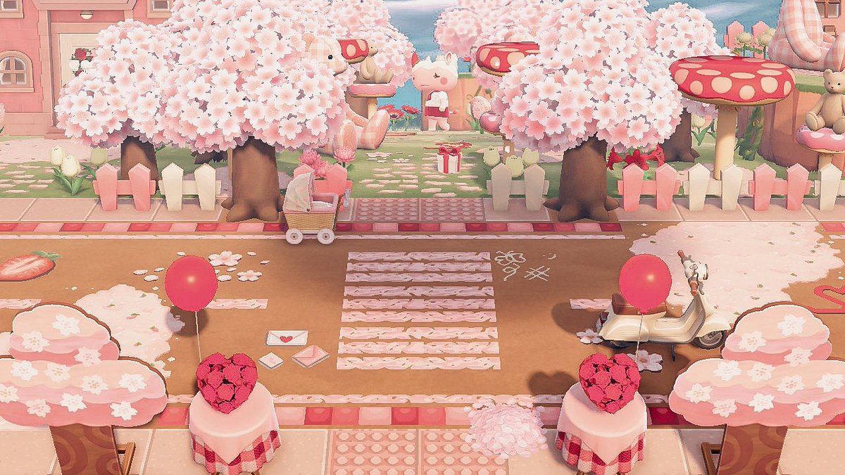 woob3e's tweet photo. a lil look at Strawberry, a kidcore and valentine’s day inspired island. 💌💗 https://t.co/ukHJYqx9xq