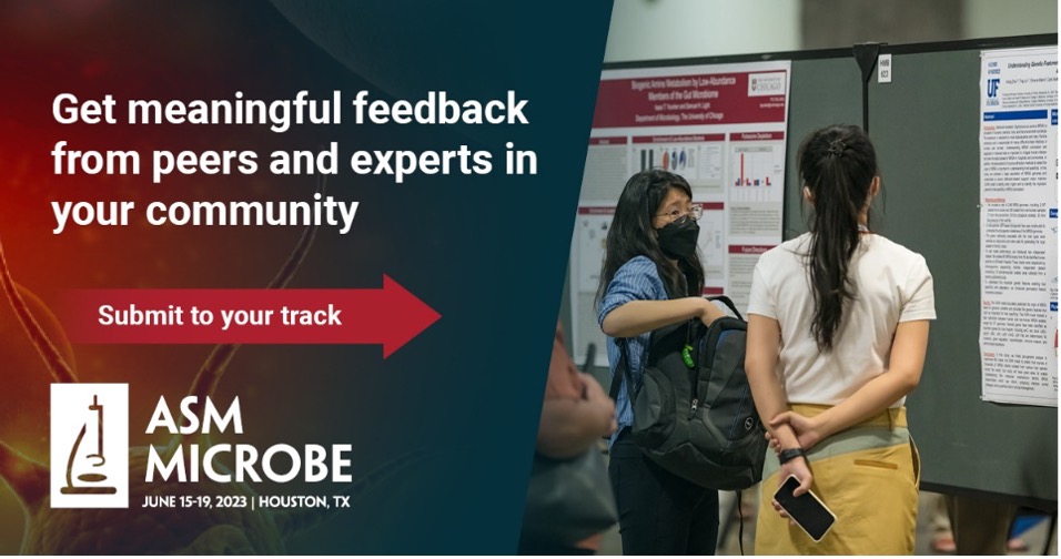 lauramaoliveira's tweet image. It’s that time again! Abstract submission for #ASMicrobe 2023 is open, and we want to add your cutting-edge science to the program. With 200+ sessions across 9 tracks, there’s a spot for your research just waiting! Submit by Jan. 25, 2023. asm.org/Events/ASM-Mic…