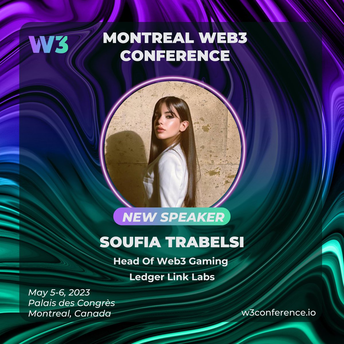 📣 Join us in welcoming <a href="/Cyborgxsoufia/">Cyborg Soufia</a> as a @<a href="/W3_Conference/">Montreal Web3 Conference</a>   speaker!

As the ex Game Lead at <a href="/0xPolygon/">Polygon | POL</a>, current Head of Gamefi at <a href="/Ledgerlinklabs/">LLL</a>, her driven approach and experience, allowed her to optimizes value creation, distribution and monetization in a meaningful way.