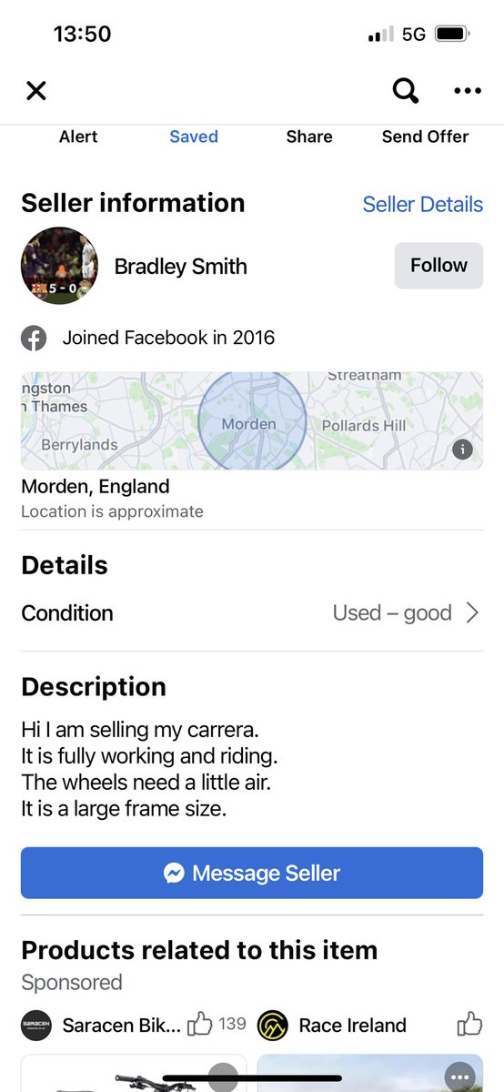 SamTodd15's tweet photo. @StolenRide bike stolen in the last 3 weeks from a residential flat block on The Downs, Wimbledon. The bike is now up for sale on FB marketplace!! Carrera Zelos 301 LTD. Missing front reflector, has phone holder on front, bell is broken, 14 speed https://t.co/rQeDhLqwm1