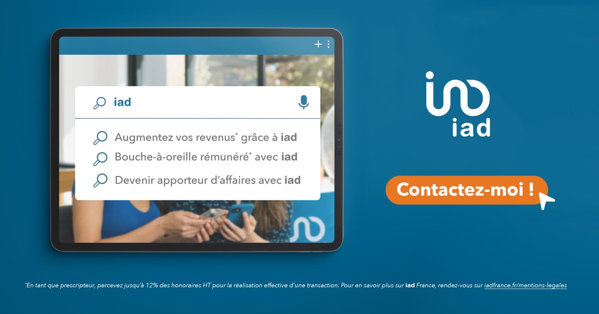 antolonn's tweet photo. Chez iad, nous rémunérons nos apporteurs d’affaires ! Vous connaissez quelqu’un qui souhaite vendre son bien ? N'hésitez pas à nous mettre en relation 😉 https://t.co/wUmse7Efiy