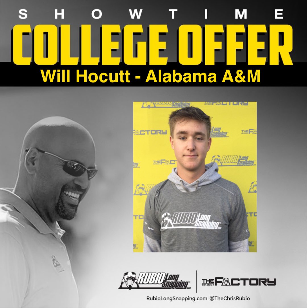 SHOWTIME!!!

Rubio Long Snapper Will Hocutt (AL, 2023) has picked up an offer Alabama A&amp;M! #RubioFamily | #TheFactoryJustKeepsOnProducing 

rubiolongsnapping.com/player-ranking…