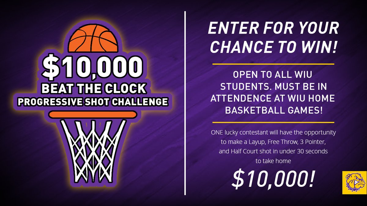 🚨ATTENTION STUDENTS🚨

ONE Lucky Contestant will have the chance to take home $10,000 at each remaining men's and women's home basketball game this season. See you in Western Hall tonight at 6 p.m.!