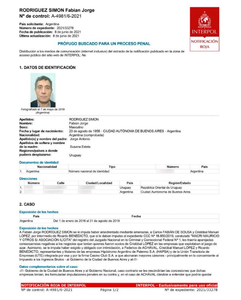 Ya no viene Maduro. Ahora hay que pedir para que extraditen al delincuente de Pepin. Acá la foto y los datos. Si lo ven en Uruguay recuérdenle esta deuda que tiene con la justicia argentina.