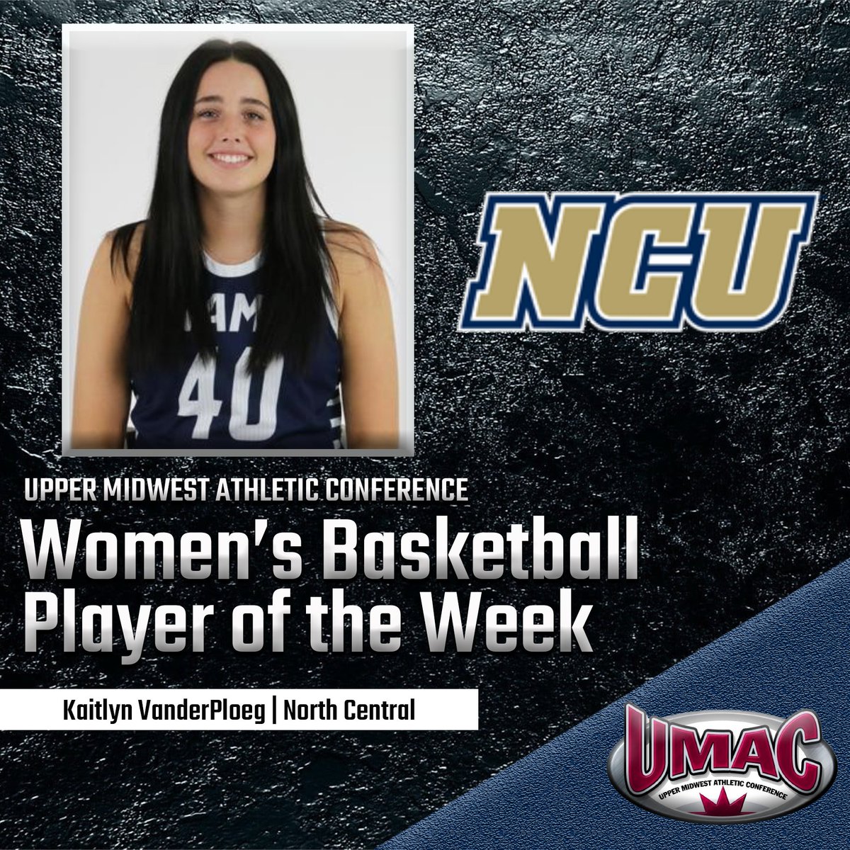 umacathletics's tweet photo. #UMACWBB | January 16-22 UMAC Women's Basketball Player of the Week!
Kaitlyn VanderPloeg (North Central)
- Averaged 16 points and 7 rebounds per game in two big conference wins last week.
- Scored 32 points last week in just 39 minutes played. https://t.co/yBQn8Zk8U3