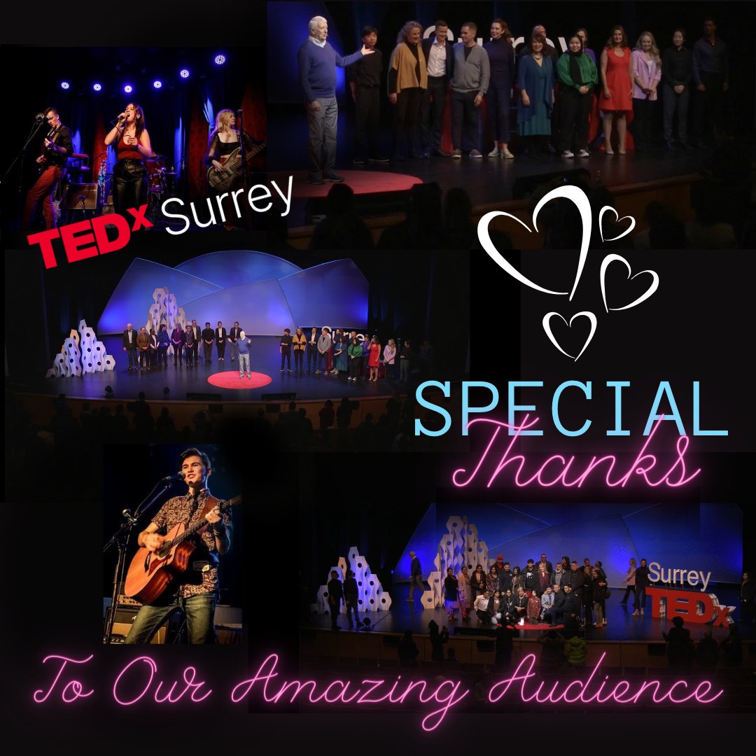 TEDxSurrey would like to thank our amazing audience.
What a day! 😁🥳
Special thanks to all who attended.
Without the audience, there would be no show.
#tedxsurrey #thankyouall #surreybc #tedxevent #TEDxTalk #livemusic #surreylife