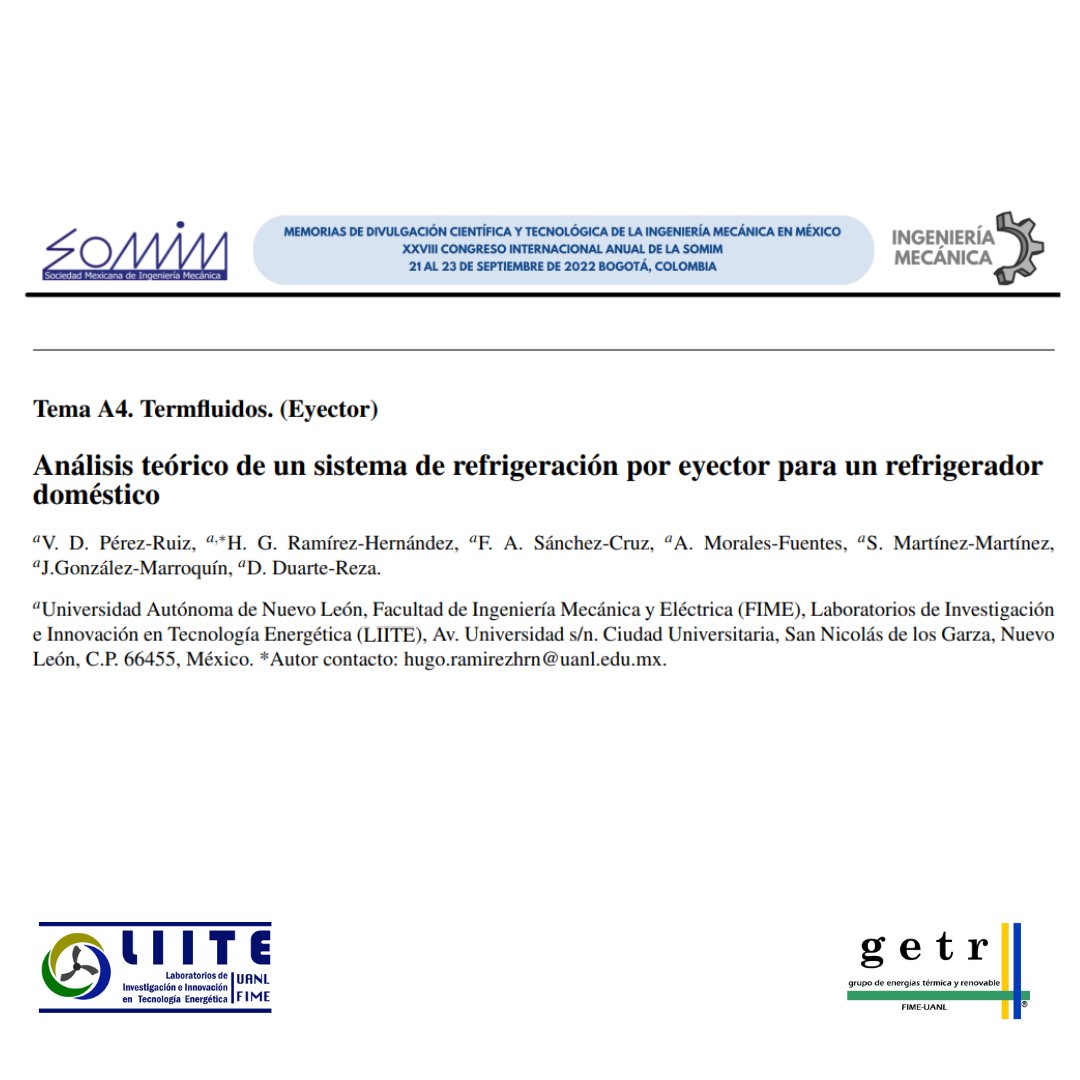 LIITE_FIME's tweet photo. Hoy les traemos el siguiente aritículo titulado: “Analisis teórico de un sistema de refrigeración por eyector para un refrigerador doméstico”
Perez-Ruiz, H. G. Ramírez-Hernandez, F. A. Sanchez-Cruz, A. Morales-Fuentes, S. Martínez-Martínez, J. González-Marroquín, D. Duarte-Reza. https://t.co/ysppVTB02D