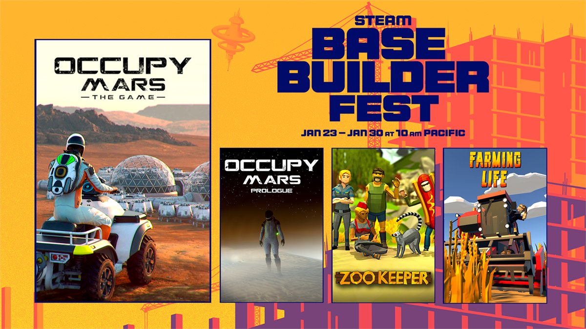 PyramidLab's tweet photo. #OccupyMarsGame, #FarmingLifeGame and #ZooKeeperGame all participate in Steam Base Builder Fest! ๐
๐ https://t.co/DEuYrRh8m2
๐ฆ https://t.co/NkhZl0ymSk
๐ https://t.co/xED3YyQQ31
Donโt forget to check out #OccupyMars #Kickstarter! ๐จโ๐โจ
โก๏ธ https://t.co/9cXFDUTTsx
#indiedev https://t.co/Zkky41AECz