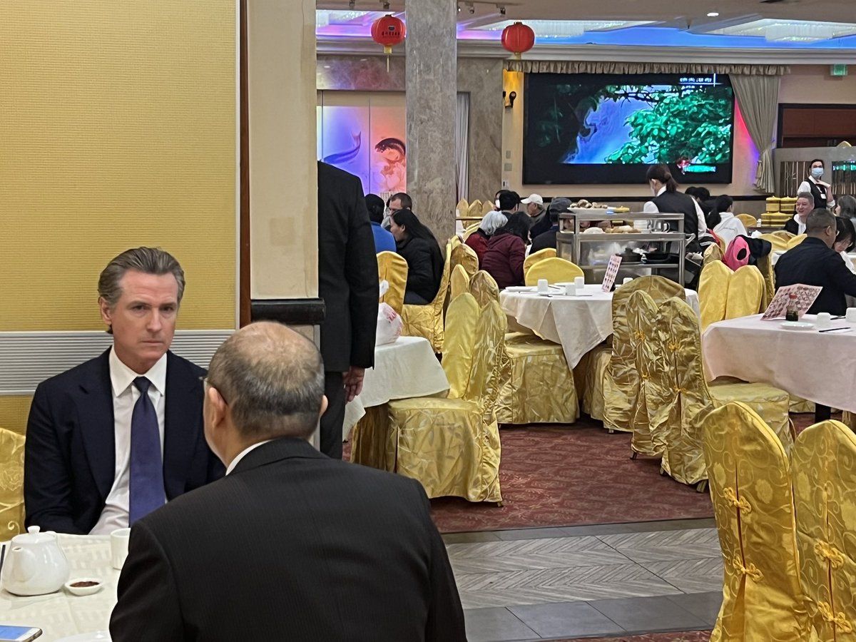 Click_CA's tweet photo. Governor @GavinNewsom is in Monterey Park today with community members following the weekend's horrific mass shooting. 

"All of California is standing with you." https://t.co/cR2AFgqDt5