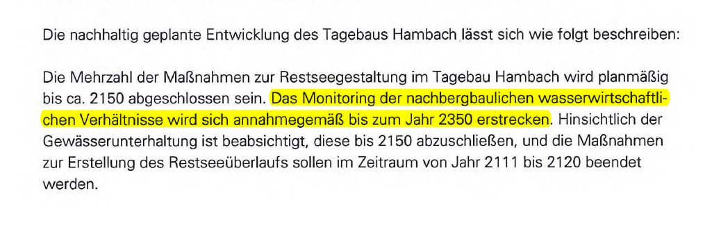 @mondschaf23 #RWE hat alles im Griff. RWE will Monitoring betreiben bis zum Jahr 2350 (*RWE meint, dass jemand Monitoring betreiben muss bis zum Jahr 2350*). #HambacherForst #Ökozid #Klimakatastrophe