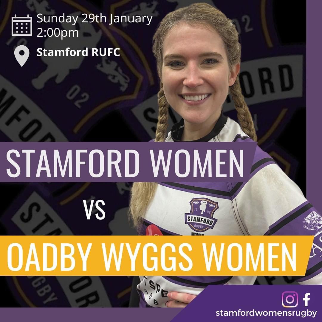This Sunday our Women’s 1XV take part in a top of the table clash with <a href="/OadbyWyggsRFC/">Oadby Wyggs RFC</a> Women. 
Kick off is 2pm &amp; Bar open from midday. All support welcome - Come along and support your #PBW 
Oadby @Mercury_JamesB <a href="/RFU/">Rugby Football Union</a> <a href="/RutStamSound/">Rutland & Stamford Sound</a> <a href="/LightspeedFibre/">LightSpeed Broadband</a> <a href="/Mercury1712/">Stamford Mercury</a> <a href="/nldrfu/">NLD RFU</a>