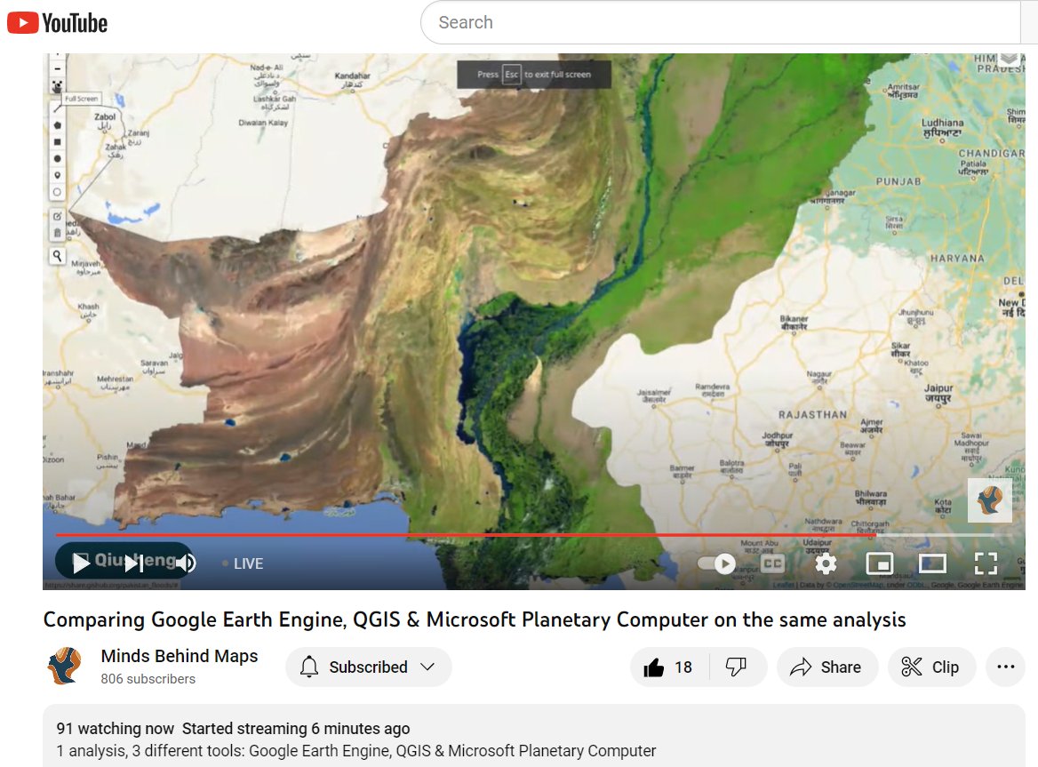 BzGEO's tweet image. We&apos;re tuned in now! *You too* can tune in via the link from @MaxLenormand&apos;s link ⬇️. 😉 #EarthEngine + @QGIS + #PlanetaryComputer