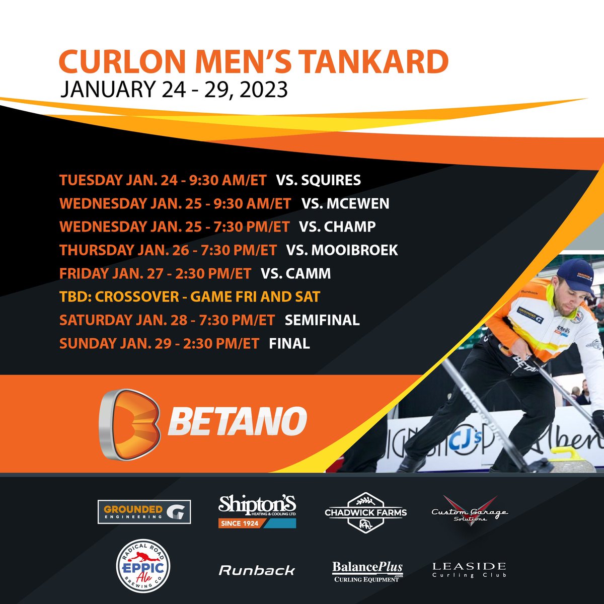 Ontario Provincial kicks off tomorrow! Check out our schedule below and stay tuned for score updates and streaming info! 🥌💪