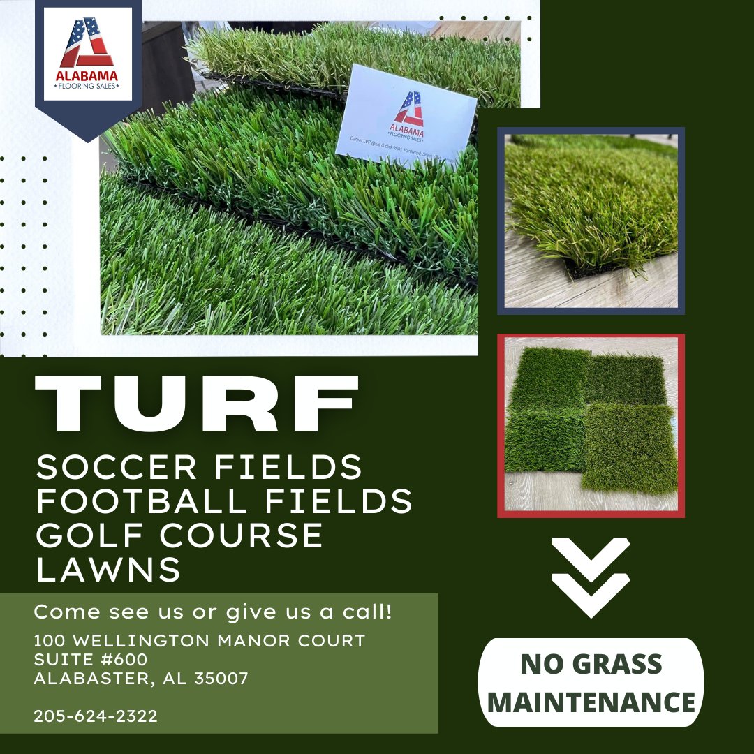 FlooringAlabama's tweet photo. Get your property ready for Spring with grass turf!
#BirminghamAL #Flooring #ChelseaAL #Alabama #InvernessAL #GreystoneAL
#Remodeling #Construction #ChelseaPark #HooverAL #ShoalCreekAL #PelhamAL #AlabasterAL #MountaintBrookAL #RealEstate #CaleraAL #ColumbianaAL #GrassTurf #Turf https://t.co/tODbwIQZxC