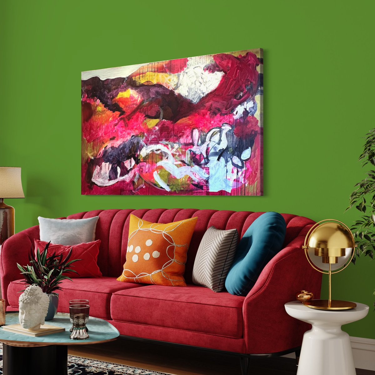 teajwalsh's tweet image. Mocking this painting up in a living room with green walls to see how it plays in the setting it’ll be in. 5ftx3ft.

#abstractexpressionism #artshare #abstractfigurative #artsy #artoftheday #artlovers #modernabstract #artspotlight #paint
