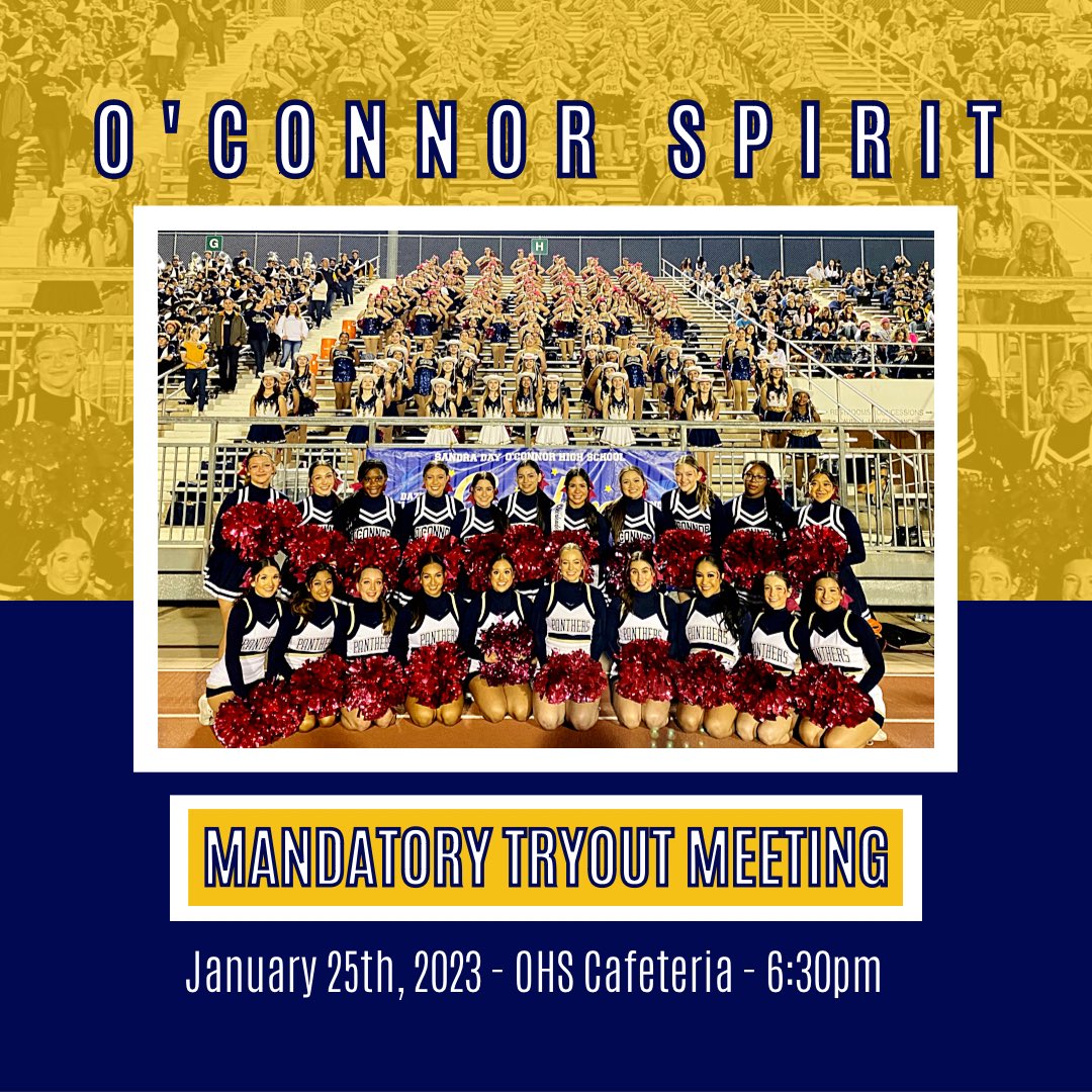 ohspepsquad's tweet photo. Tryout meeting for Dance, Drill, and Cheer is this Wednesday at 6:30pm in the Cafeteria. A parent must be present at this meeting. See you there! 💙📣⭐️ https://t.co/cdW5OLFmpM