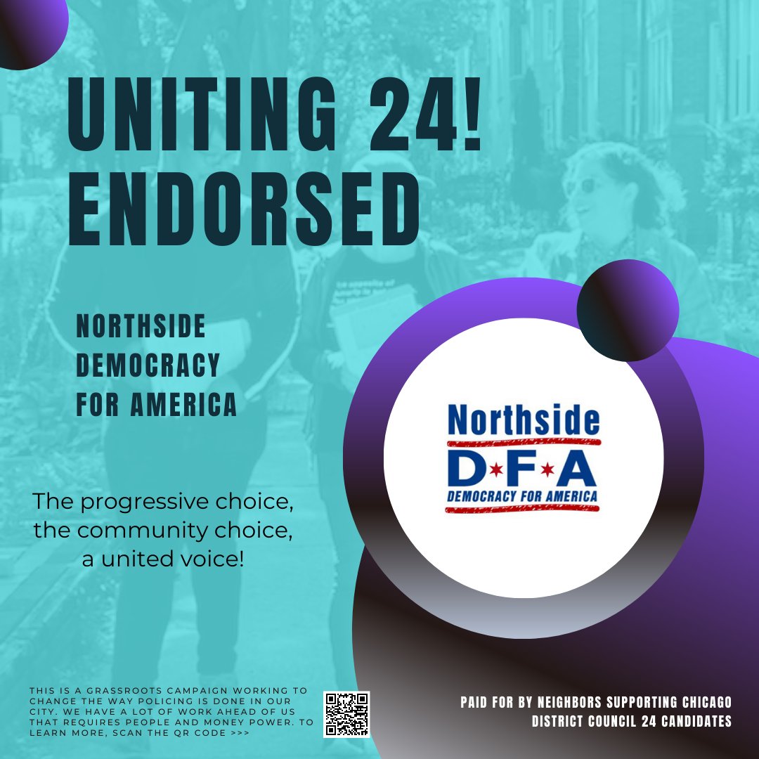 Uniting 24! is honored to receive Northside Democracy for America’s endorsement. We are excited to continue the necessary work to unite the community.