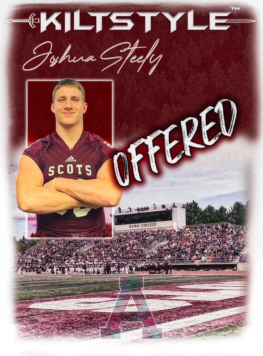JoshuaSteely80's tweet photo. Blessed to receive an offer from @AlmaScotsFB @Coach_OGara !! https://t.co/JB3Nxpg9PV