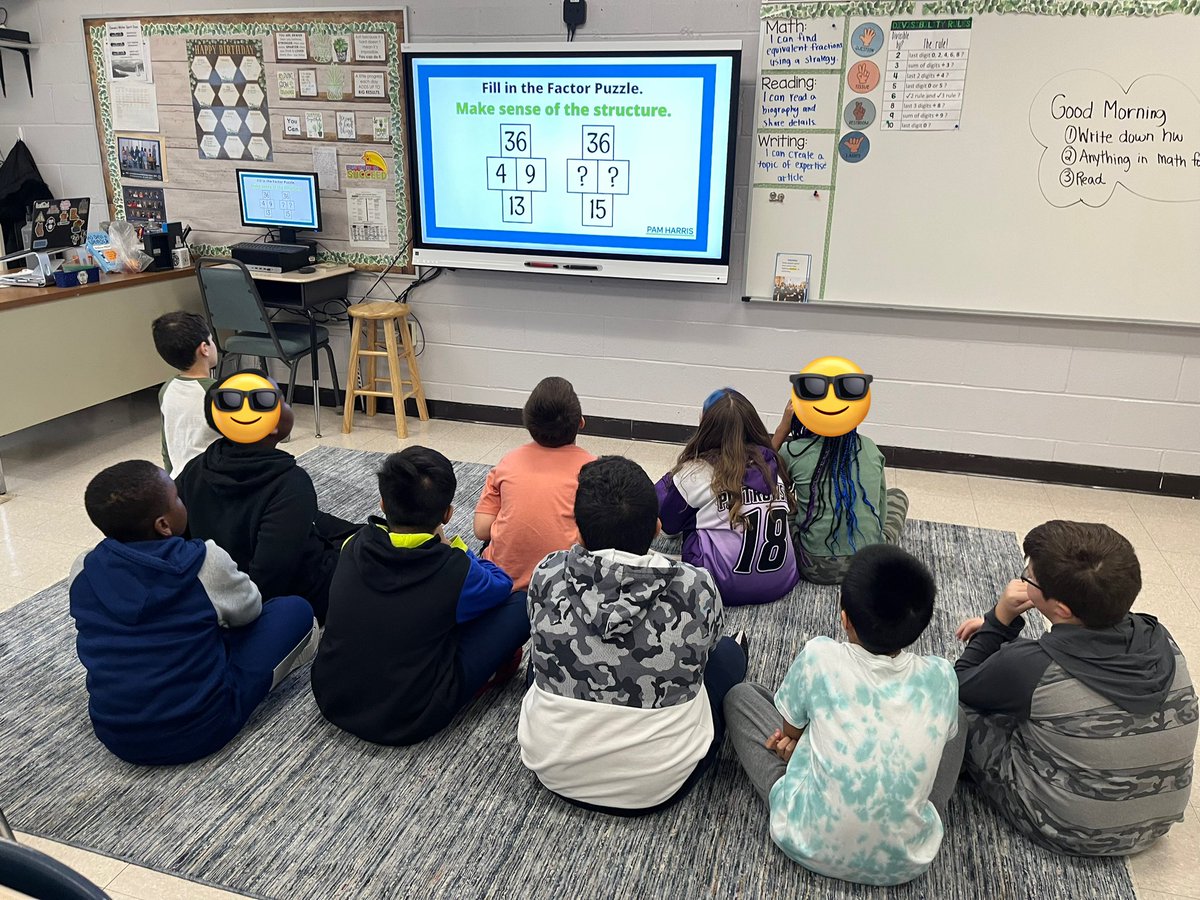 seidens4th's tweet photo. #room104 started the rainy morning with a @pwharris puzzle.  #mathtalk #talkaboutmath #mentalmath https://t.co/wPjJ7N1Vjt