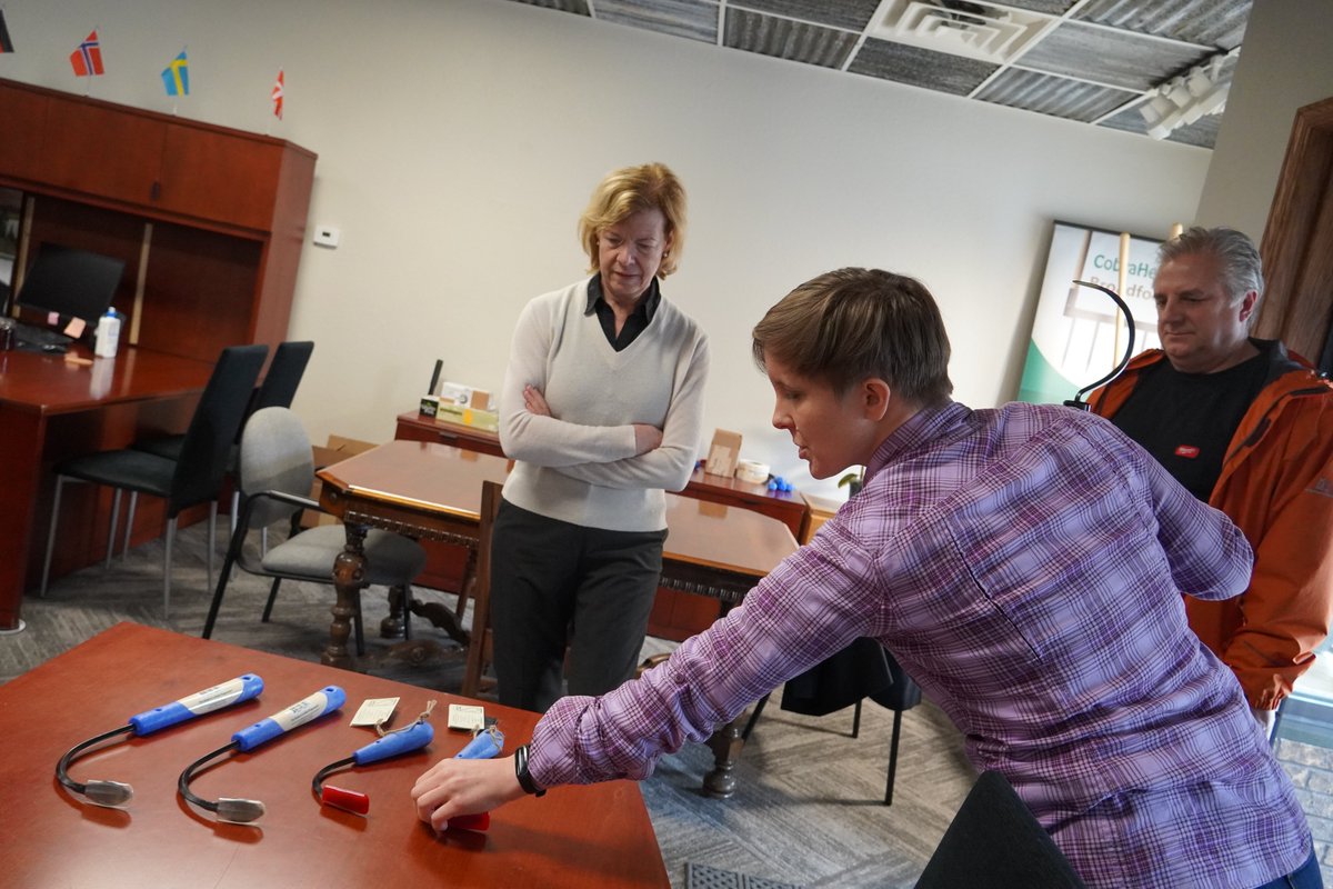 SenatorBaldwin's tweet image. I met with CobraHeads LLC and local businesses in Cambridge to discuss how my COOL Online Act would support #MadeinWI products by requiring online sellers to include country of origin labels in the descriptions of online products.