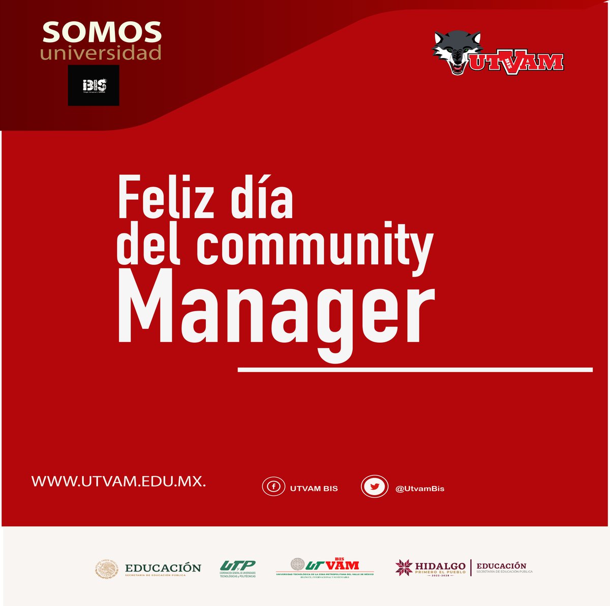 UtvamBis's tweet photo. 23 de enero Día Internacional del Community Manager.
En la #UTVAMbios reconocemos el trabajo de los profesional que se encarga de construir, gestionar y administrar la comunidad online alrededor de una marca en la red.
Enhorabuena.
#UTVAMbis
#WeAreWolves https://t.co/YwzoAe6Cr8