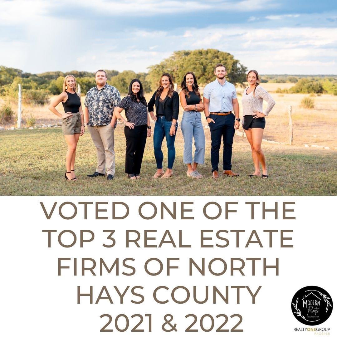 For the SECOND year in a row, #modernrootsrealtygroup has been voted as one of the TOP THREE Real Estate Firms for the Best of North Hays County. We are so honored, humbled and thankful for all of your trust and support. Thank you!

Let’s go! 🏡🔥