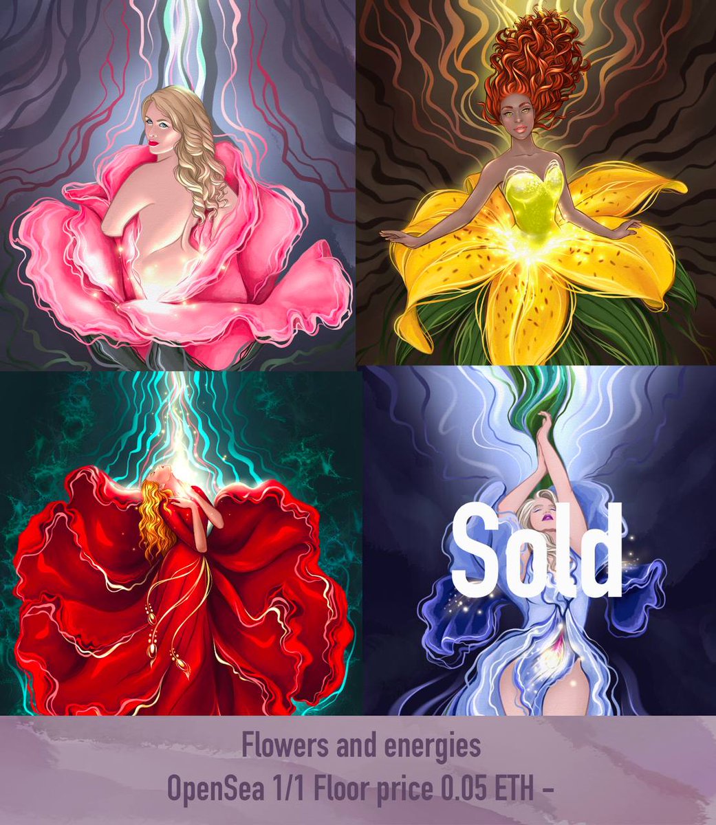 Hello🤝
My first collection.

OpenSea 
“Flowers and energies”
1/1 art
floor price 0.05 ETH
#NFT #NFTCommunity #NFTartwork #NFTCollection #art