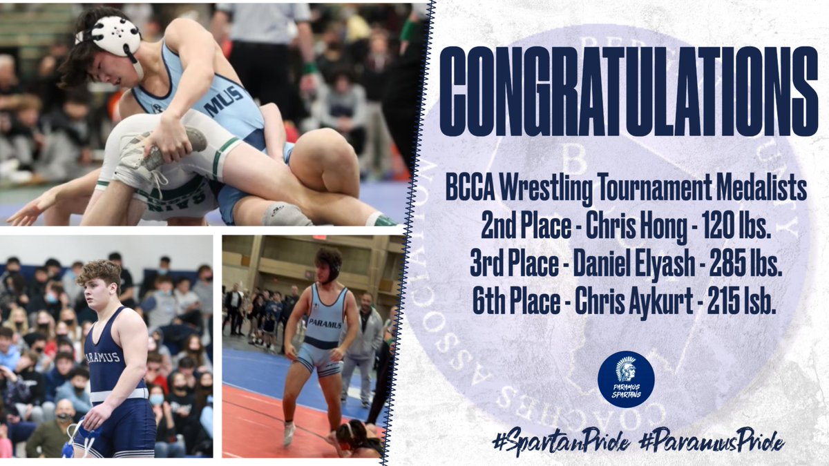 Spartan_AD's tweet photo. Congratulations to Chris Hong, Daniel Elyash, and Chris Aykurt on placing in the BCCA Wrestling tournament! #ParamusPride #SpartanPride

@PTownThrowDown1 @Paramus_Schools @NJParamusHS @chrishong26 @daniel__elyash @Chris_Aykurt https://t.co/qPDrAhCDvn