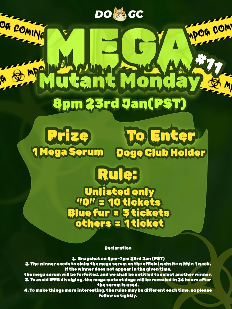 DogeClub_NFT's tweet photo. Hello #MegaMutantMonday https://t.co/m2GZY937oV