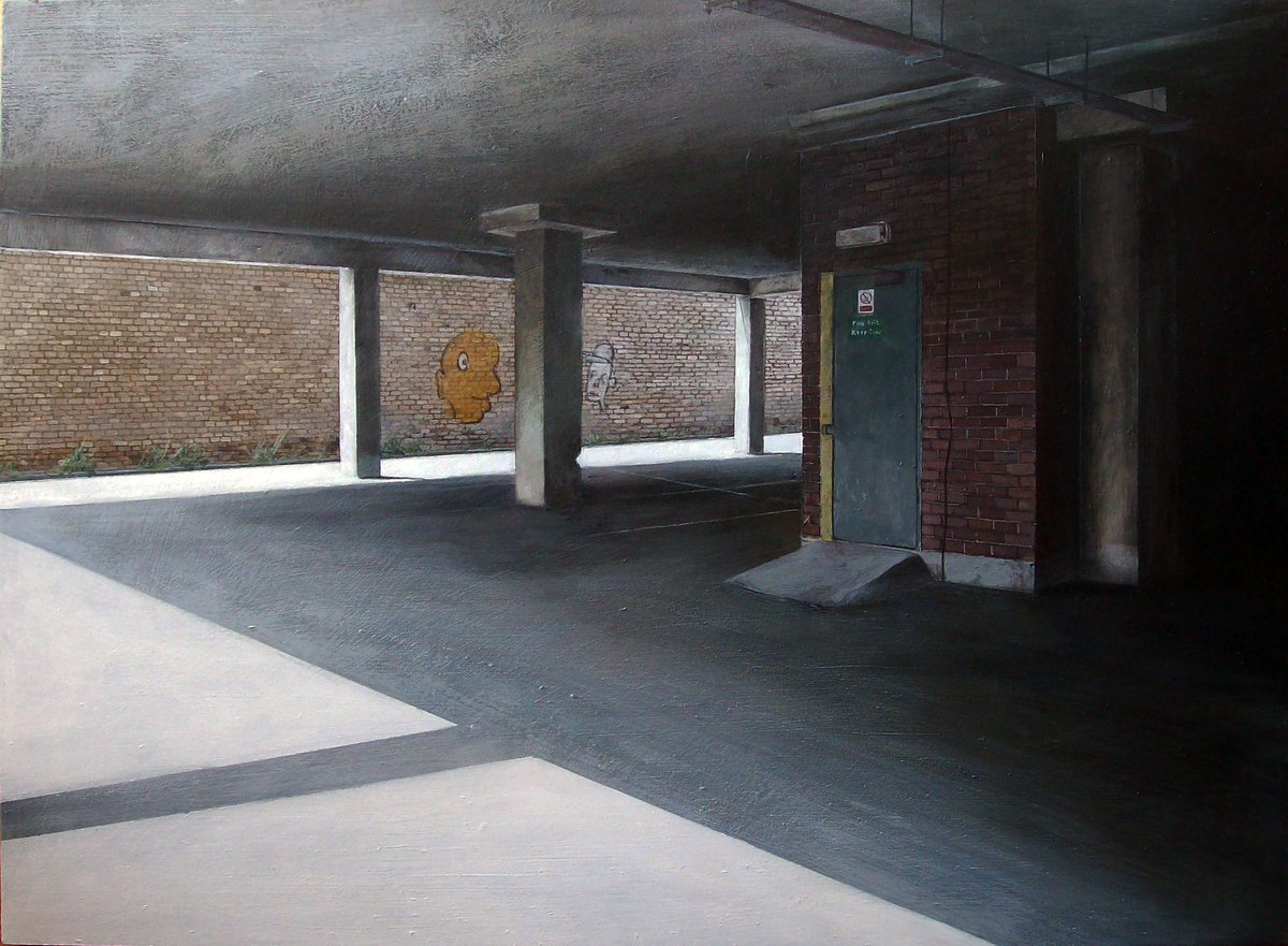 One from a few years ago - 'Exit', an acrylic painting featuring the car park of an abandoned job centre.  I'll be exhibiting a collection of urban landscapes next month at the Spode Works in Stoke-on-Trent.  More details to follow.
 #abandonedplaces #derelictplaces #painting